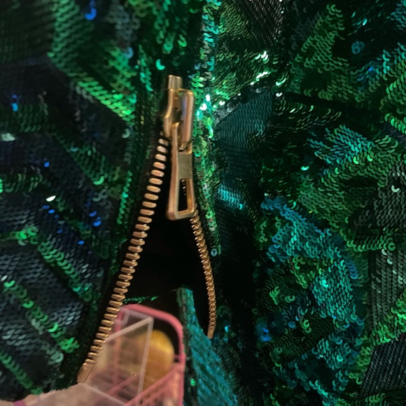 Balmain for H&M green deep v dress - Picture 4 of 7